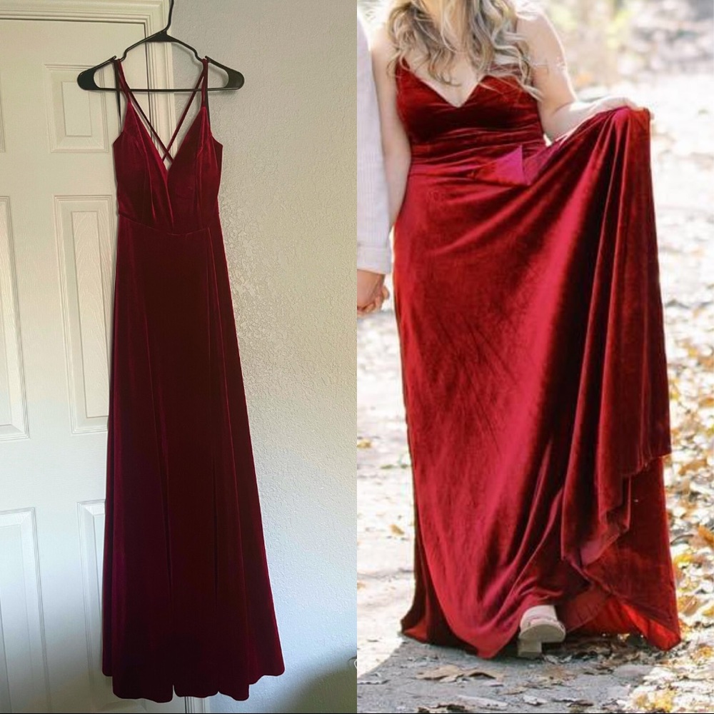 Red Velvet Strappy Maxi Formal Windsor Dress size Medium - Worn Once
